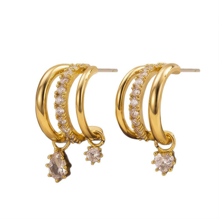 Exquisite multi-layered curved drop earrings