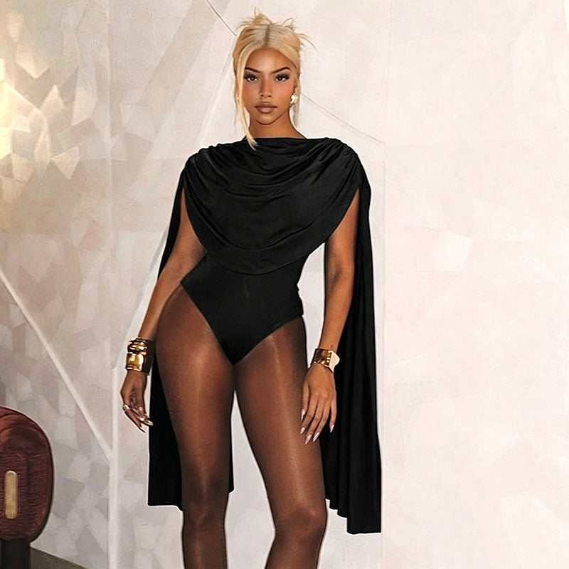 Stacked draped shawl bodysuit