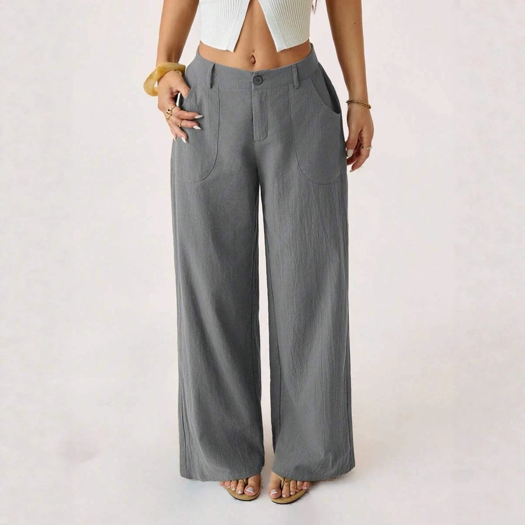 Casual, loose-fitting, mid-rise, straight-leg wide-leg trousers