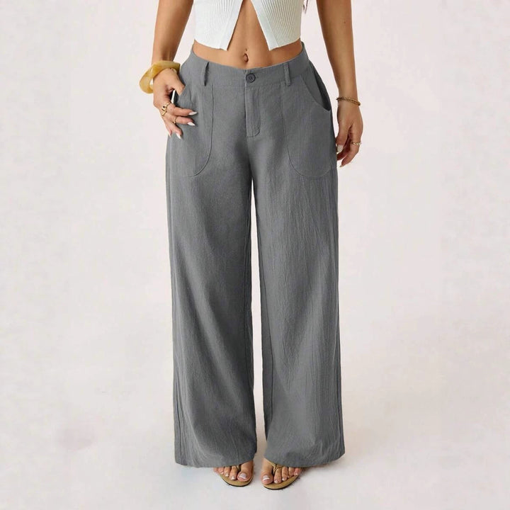 Casual, loose-fitting, mid-rise, straight-leg wide-leg trousers