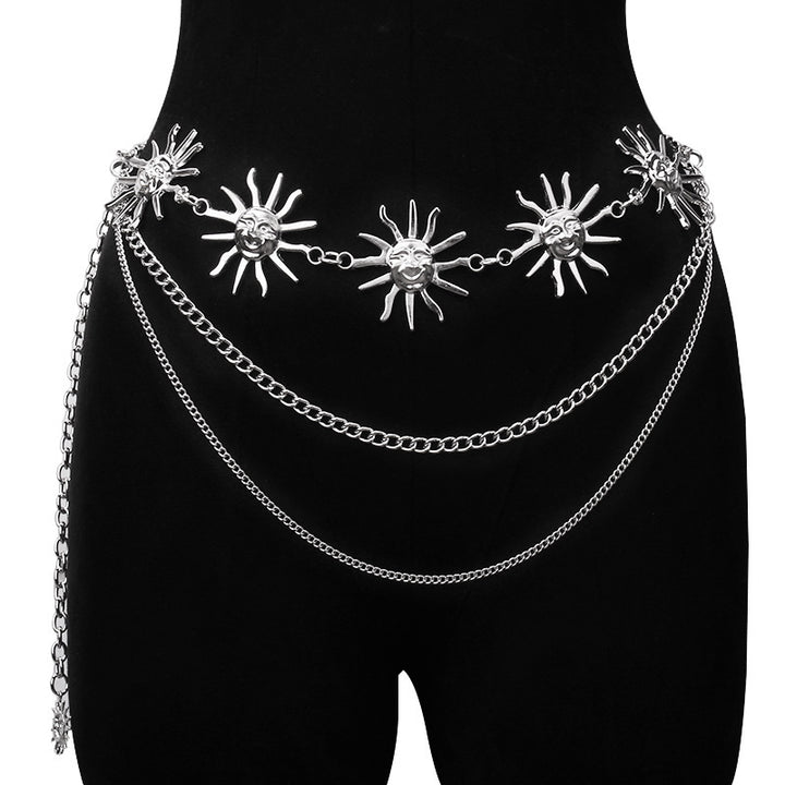 Vintage sun-and-moon style waist chain