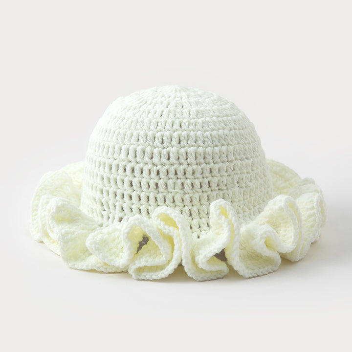 Multi-layered ruffled hand-crocheted hat