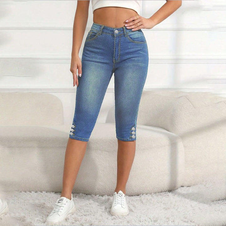 Stretch denim cropped pants