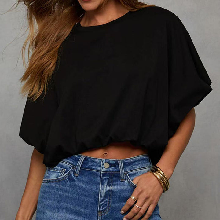 Casual loose-fit crew-neck short-sleeve top