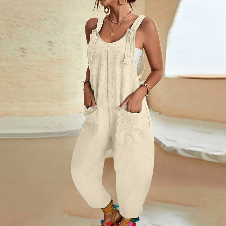 Lace-up loose sleeveless overalls
