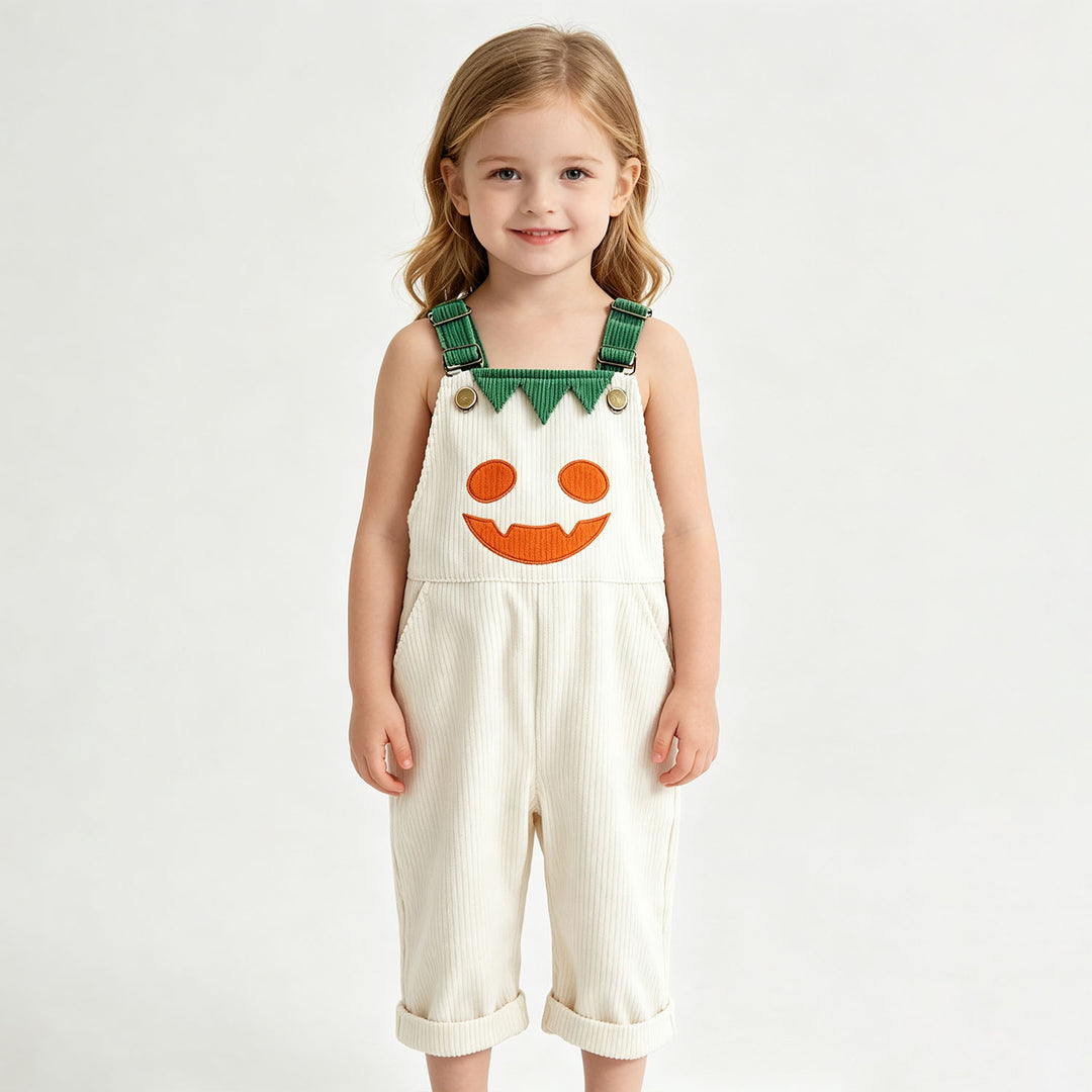 Children's Halloween Pumpkin Face Print Bib Shorts