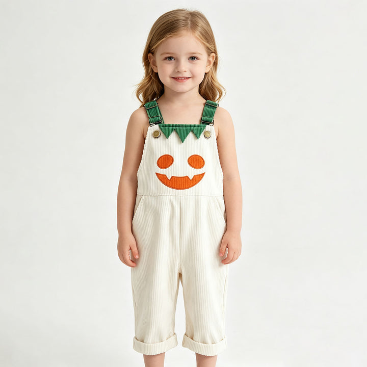 Children's Halloween Pumpkin Face Print Bib Shorts