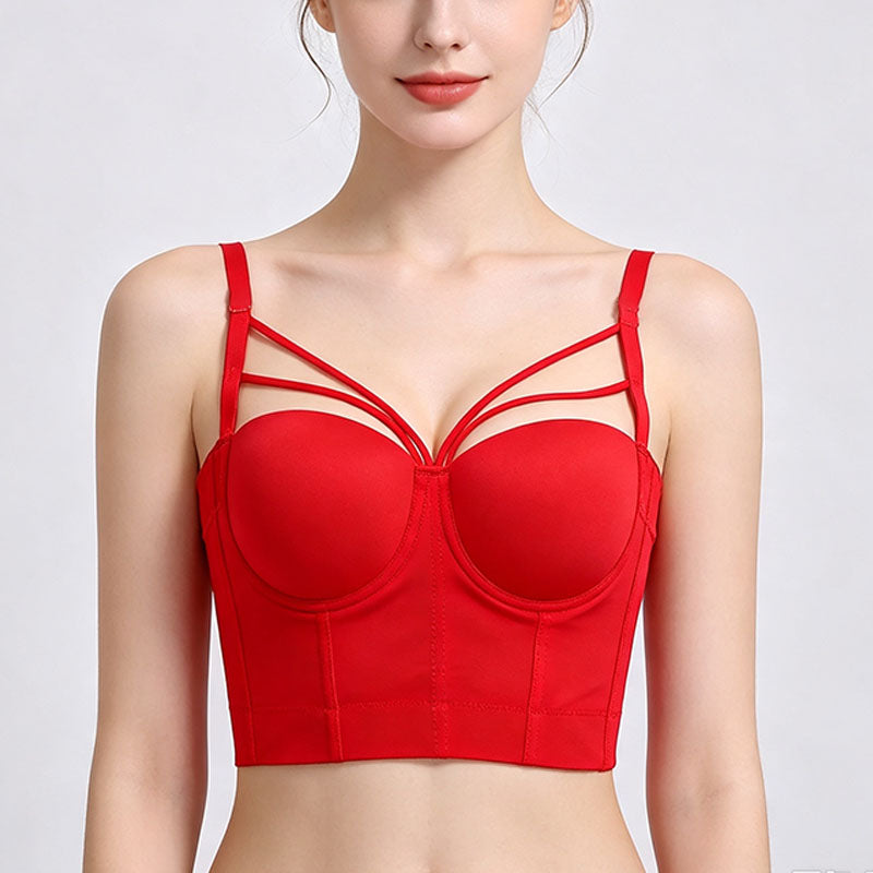 Cropped, backless, spaghetti-strap corset top