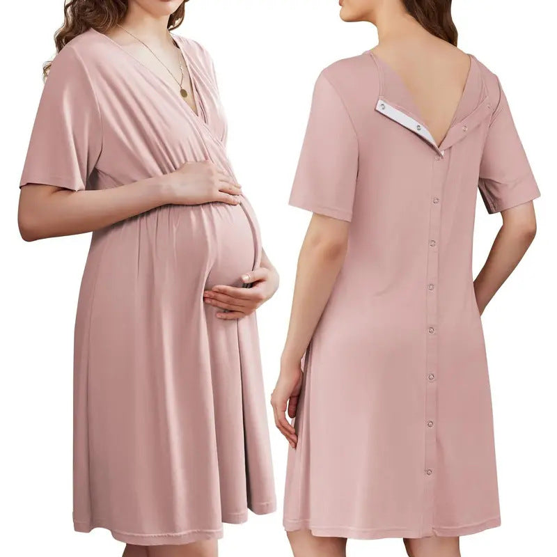 Button Back Maternity Breastfeeding Dress