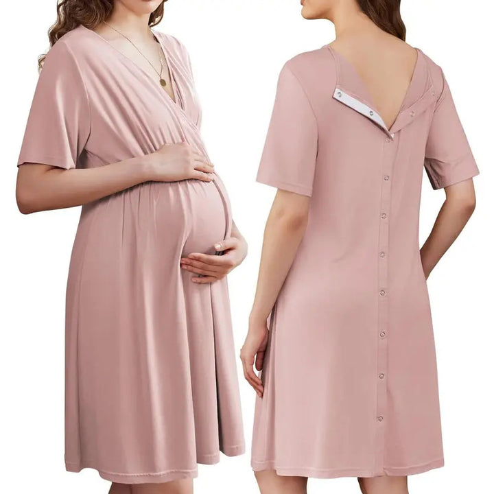 Button Back Maternity Breastfeeding Dress
