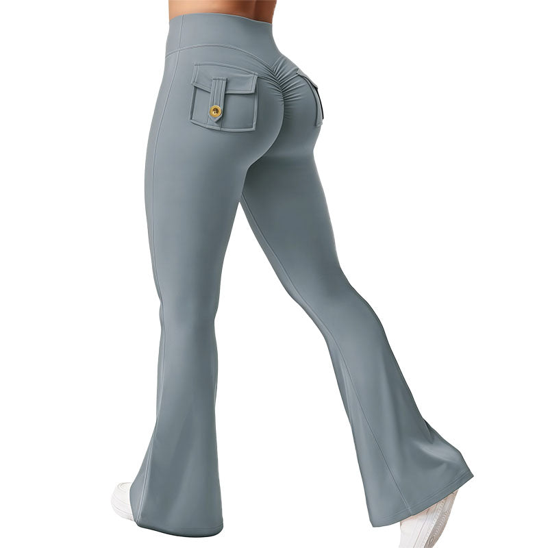 High-waisted, butt-lifting, slight-flare yoga pants