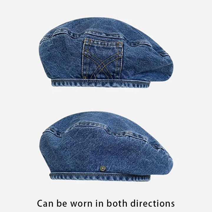 Vintage washed denim beret