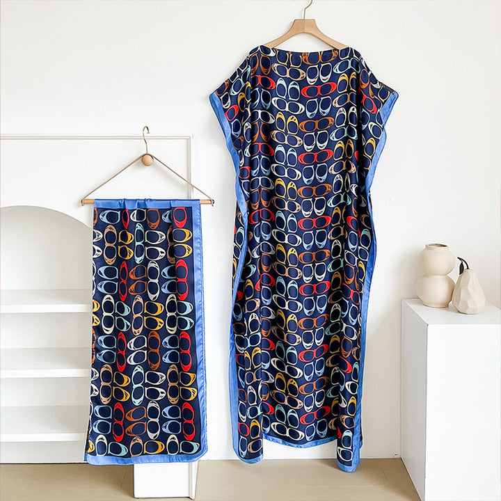 Geometric print beach shawl and dress