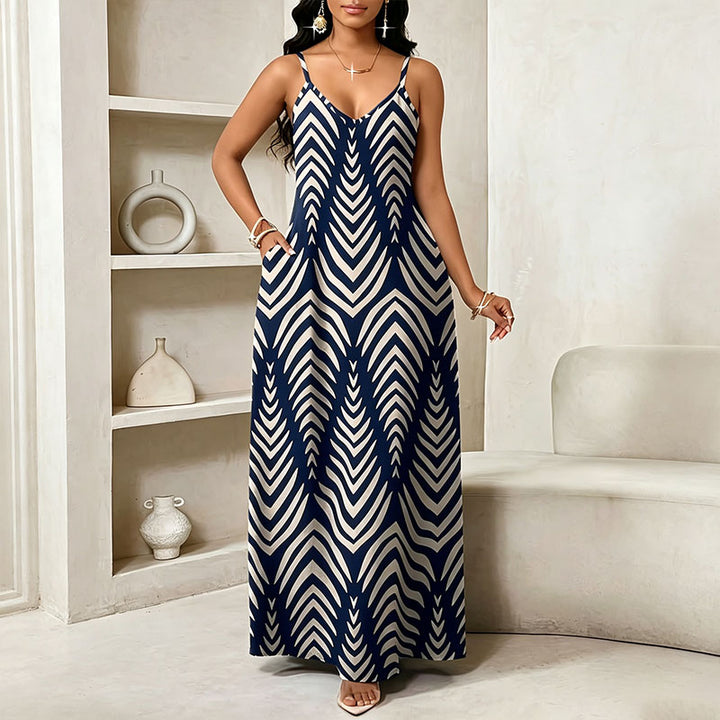Loose-fitting printed camisole maxi dress