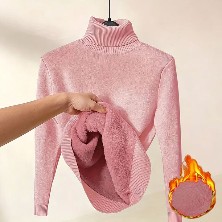 Fleece-lined high-neck knit top