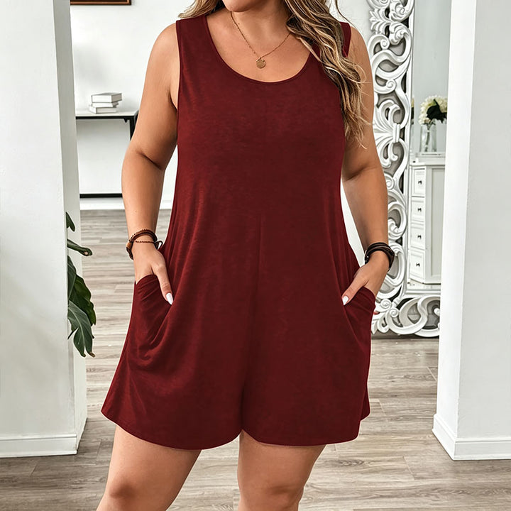 Loose sleeveless pocket jumpsuit