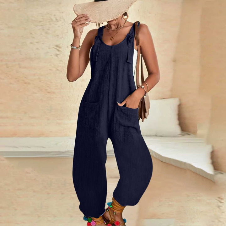 Lace-up loose sleeveless overalls