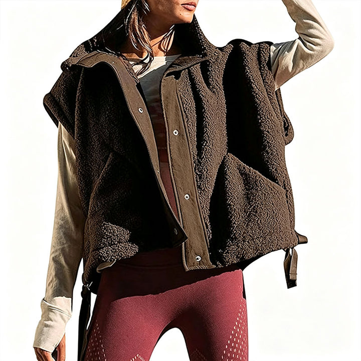 Sleeveless Stand-Collar Plush Warm Jacket
