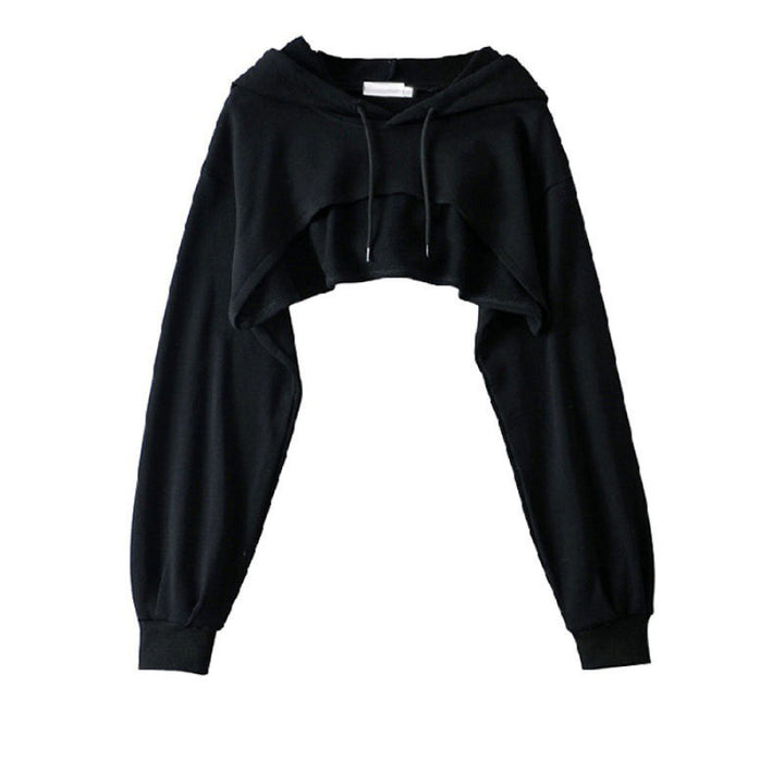 Street-style long-sleeve asymmetrical cropped top