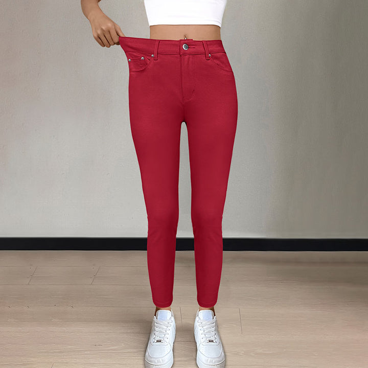 High-waisted stretchy skinny jeans