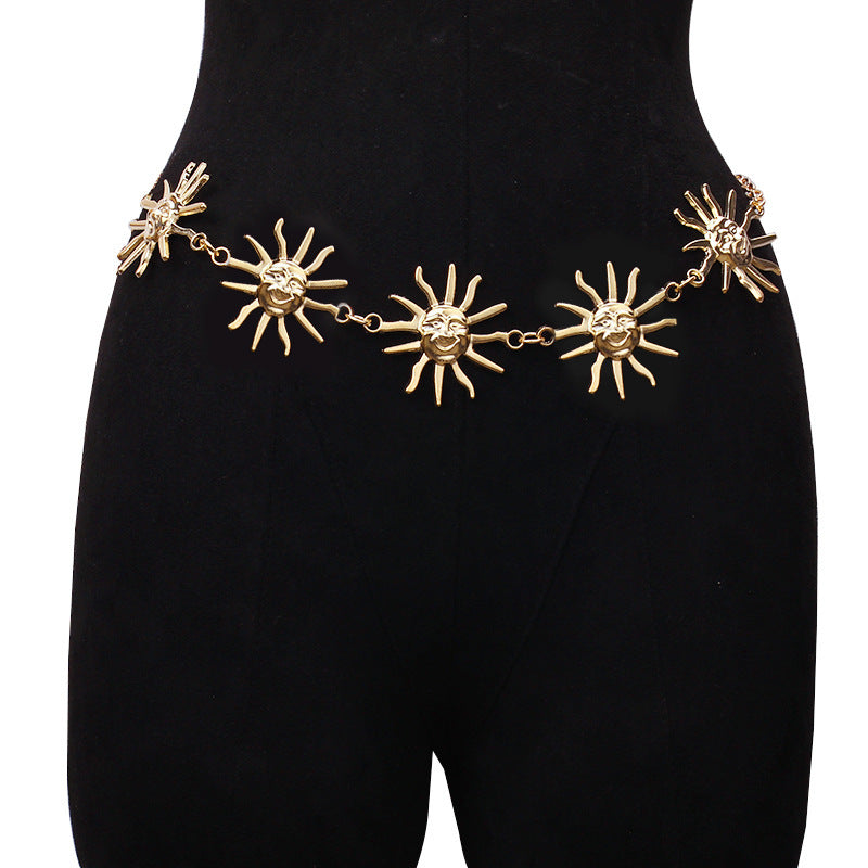 Vintage sun-and-moon style waist chain