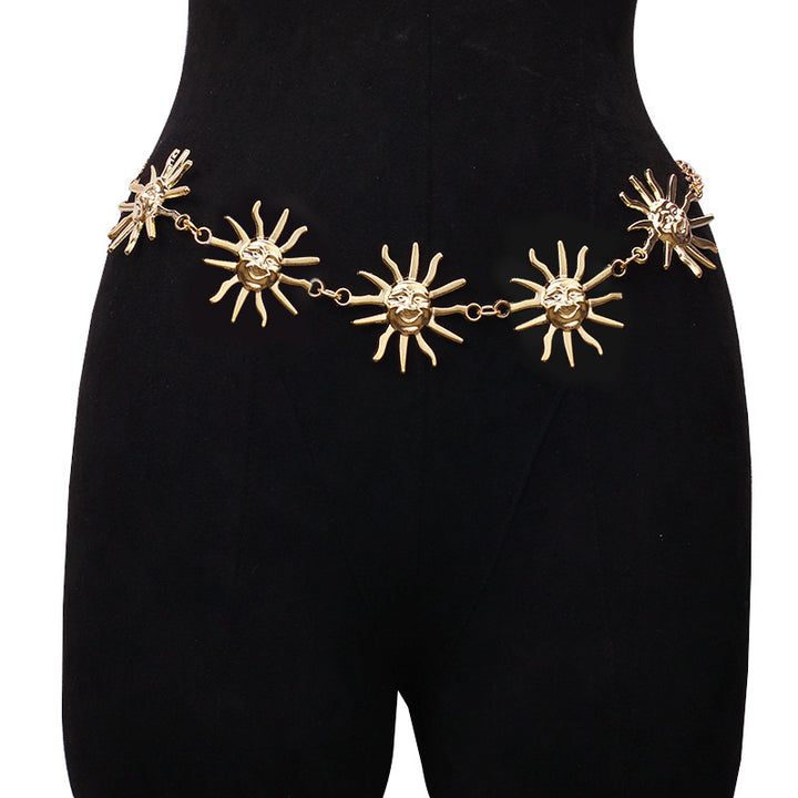 Vintage sun-and-moon style waist chain