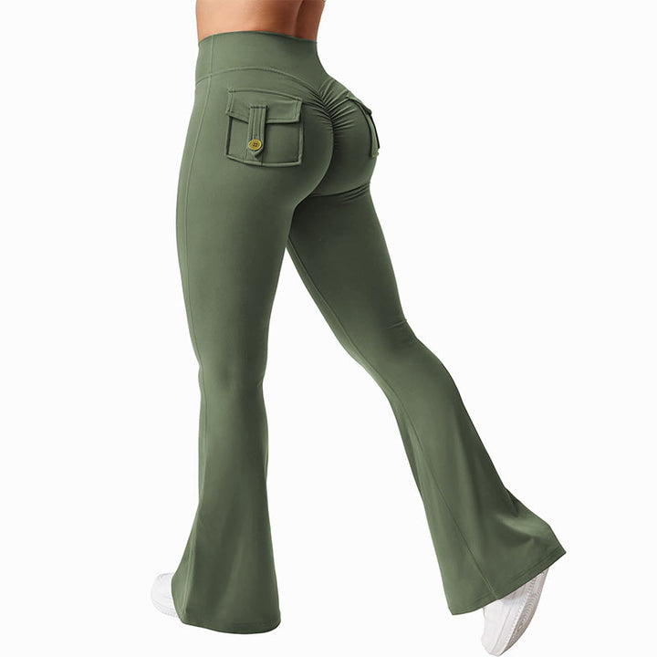High-waisted, butt-lifting, slight-flare yoga pants