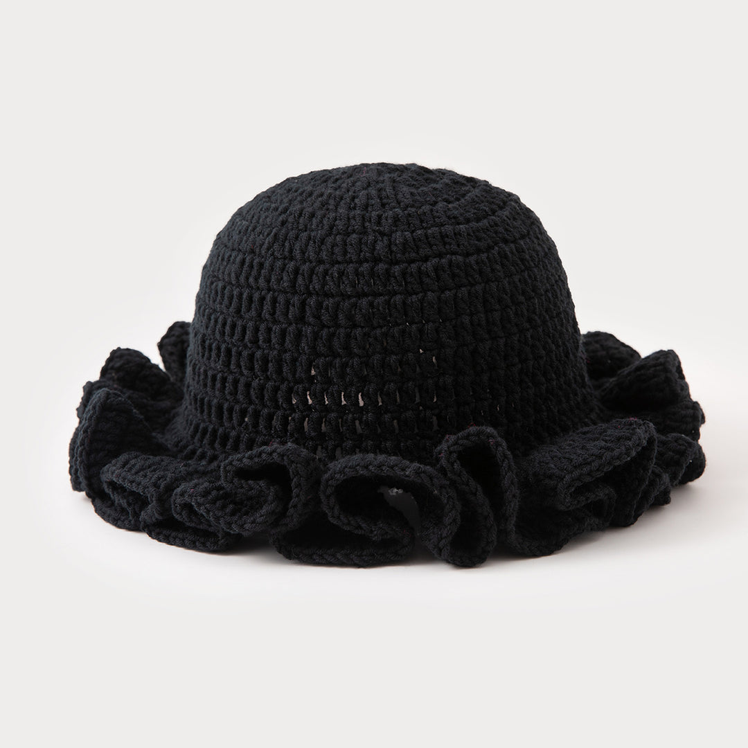 Multi-layered ruffled hand-crocheted hat