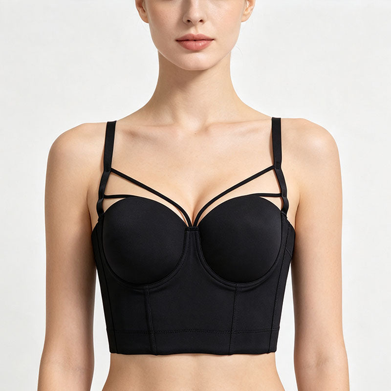 Cropped, backless, spaghetti-strap corset top