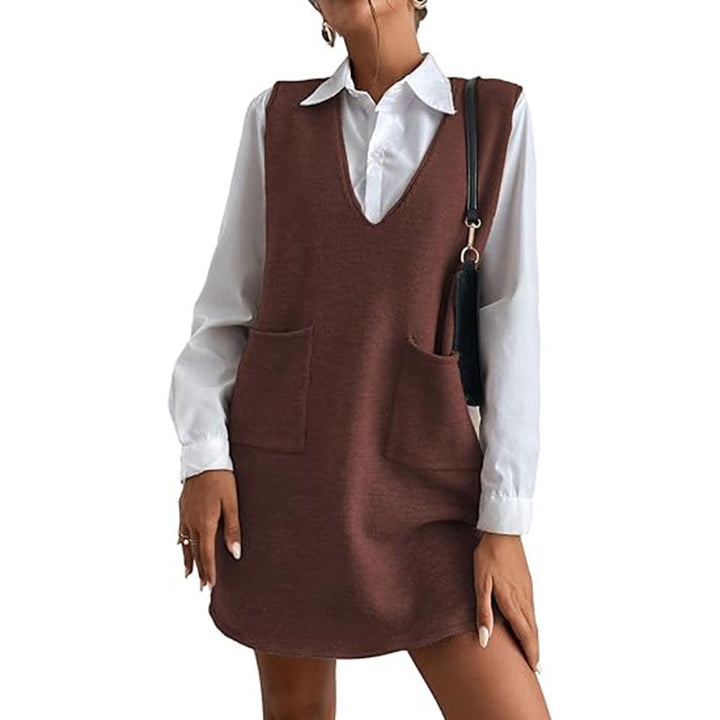 Loose V-neck pinafore dress