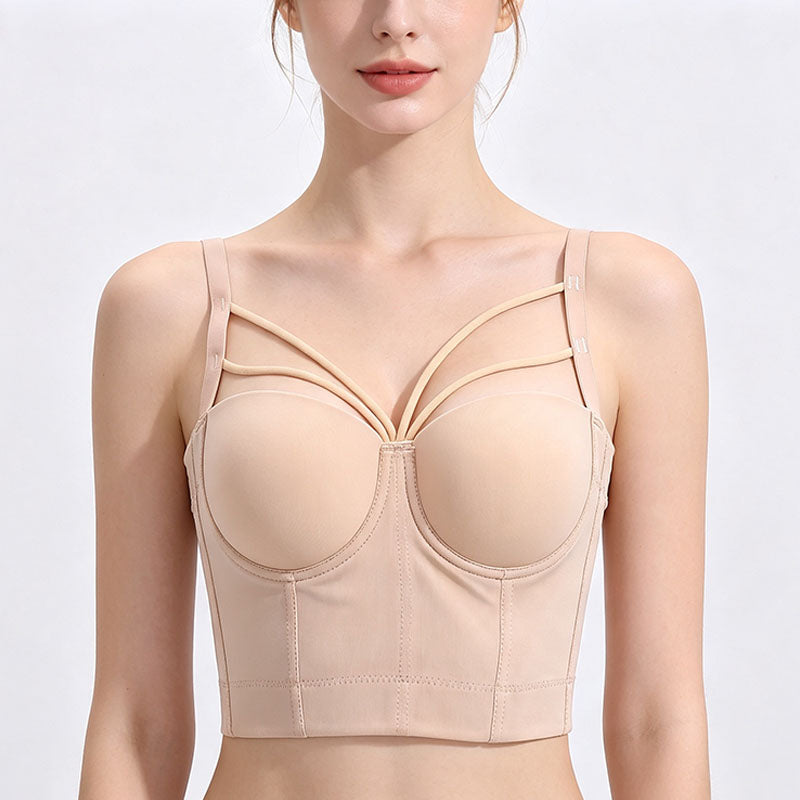 Cropped, backless, spaghetti-strap corset top