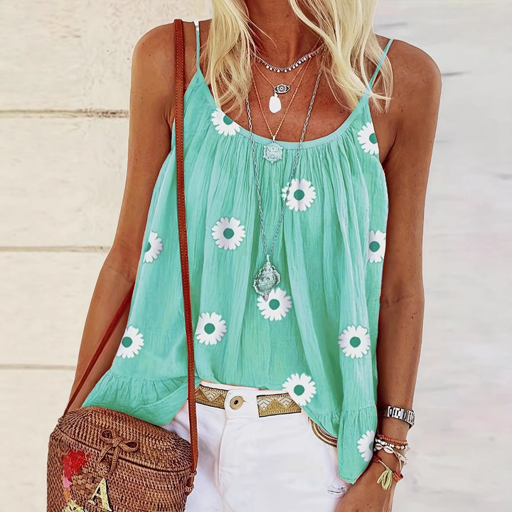 Daisy Print Ruffled Hem Camisole
