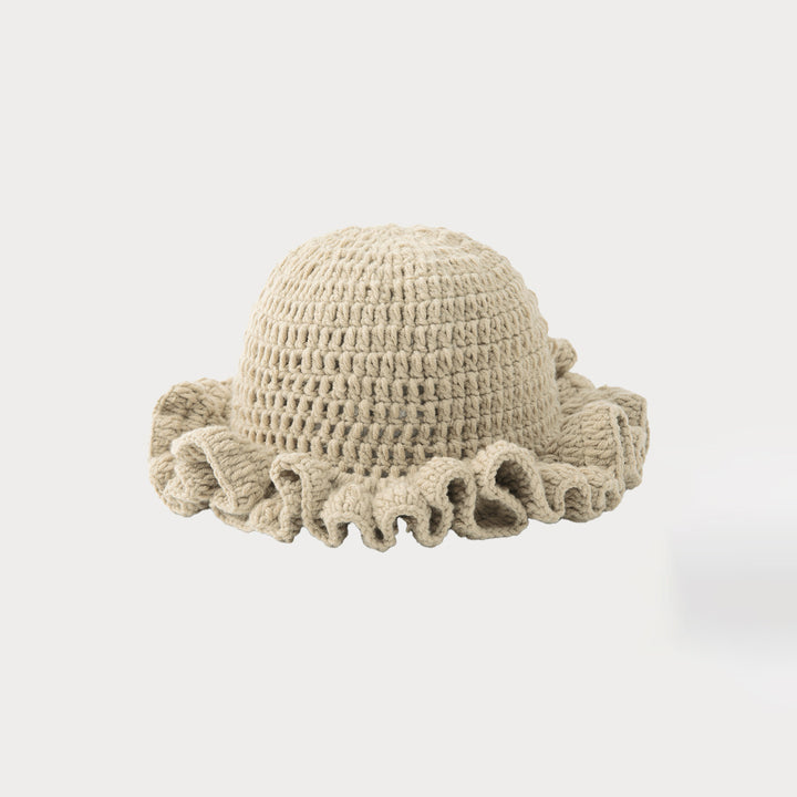 Multi-layered ruffled hand-crocheted hat