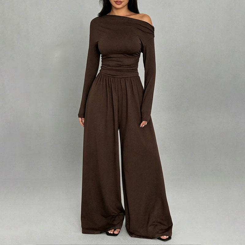 Off-the-shoulder wide-leg jumpsuit