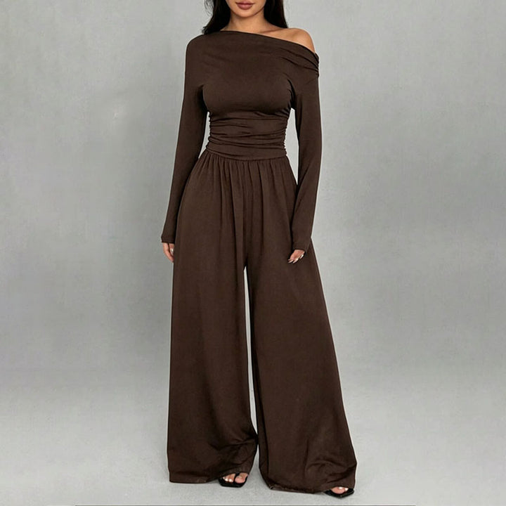 Off-the-shoulder wide-leg jumpsuit