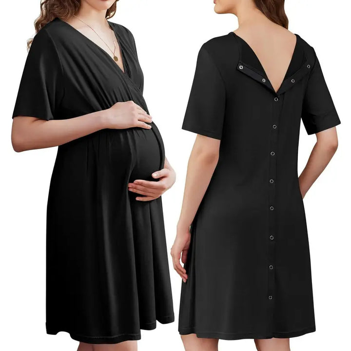 Button Back Maternity Breastfeeding Dress
