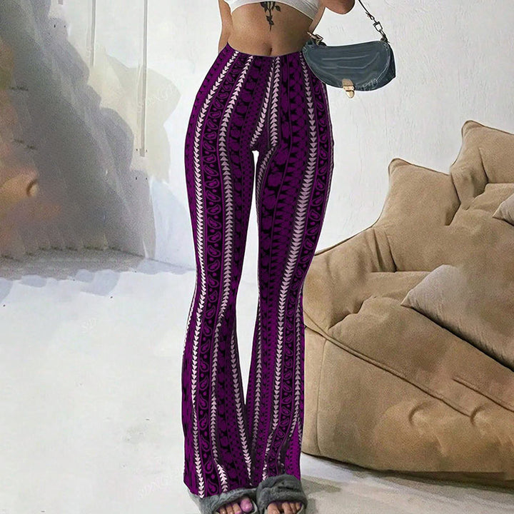 Retro Bohemian Print High-Waisted Flared Pants