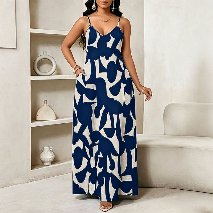 Loose-fitting printed camisole maxi dress