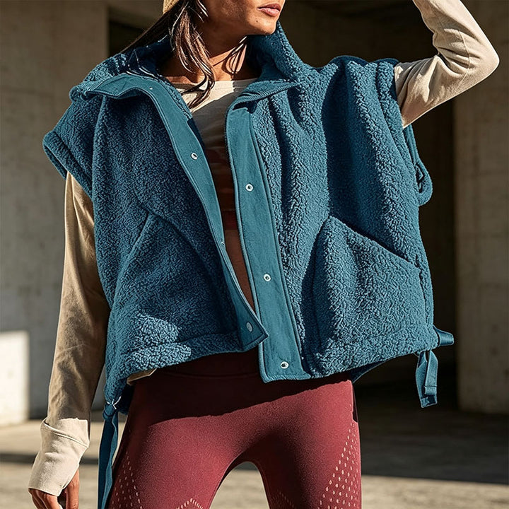 Sleeveless Stand-Collar Plush Warm Jacket