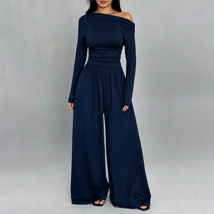 Off-the-shoulder wide-leg jumpsuit