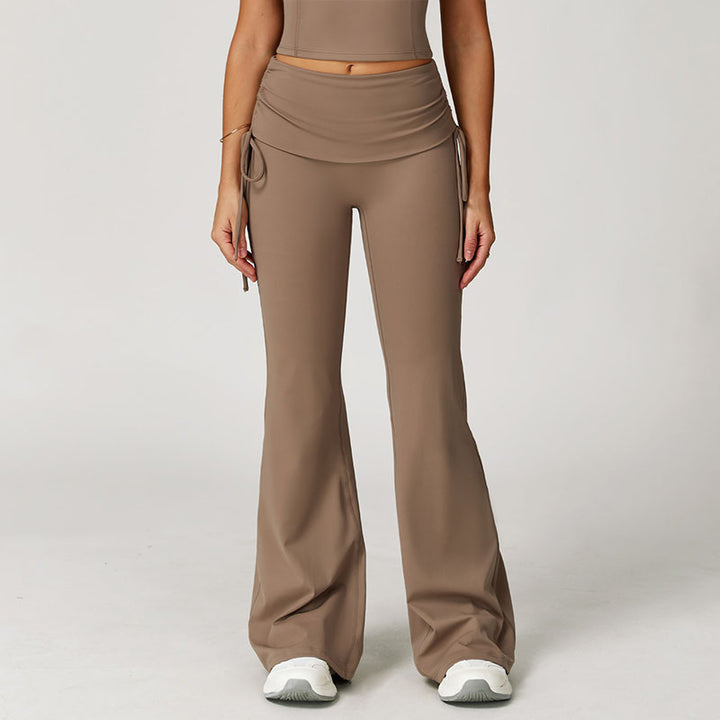 Fold-over high-waisted slight-flare athletic pants