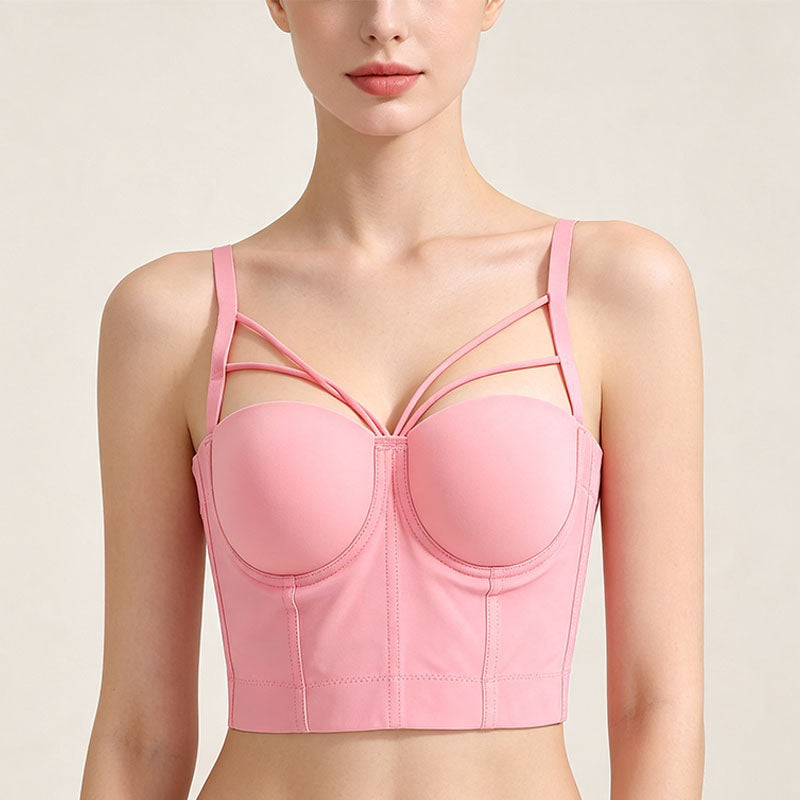 Cropped, backless, spaghetti-strap corset top