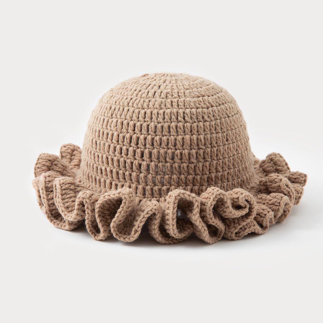 Multi-layered ruffled hand-crocheted hat