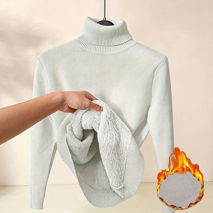 Fleece-lined high-neck knit top