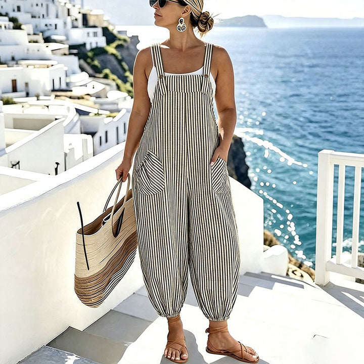Plus-size casual printed camisole jumpsuit