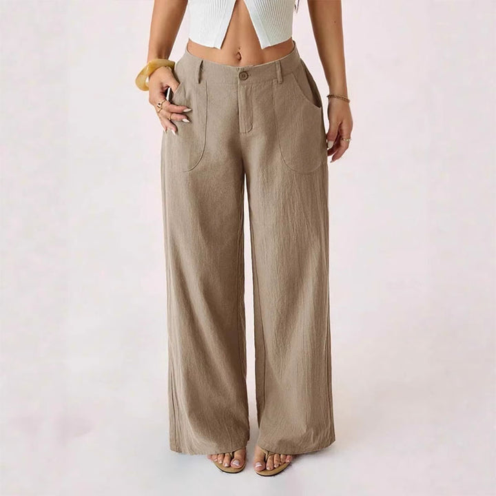 Casual, loose-fitting, mid-rise, straight-leg wide-leg trousers