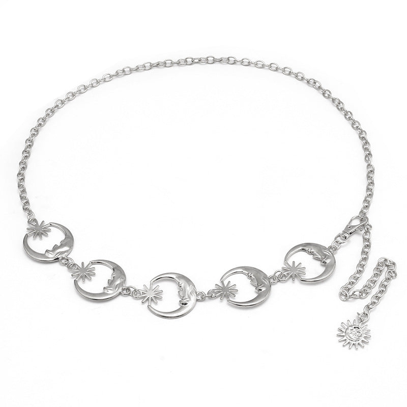 Vintage sun-and-moon style waist chain