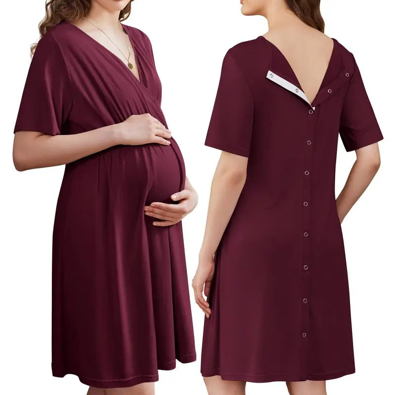 Button Back Maternity Breastfeeding Dress