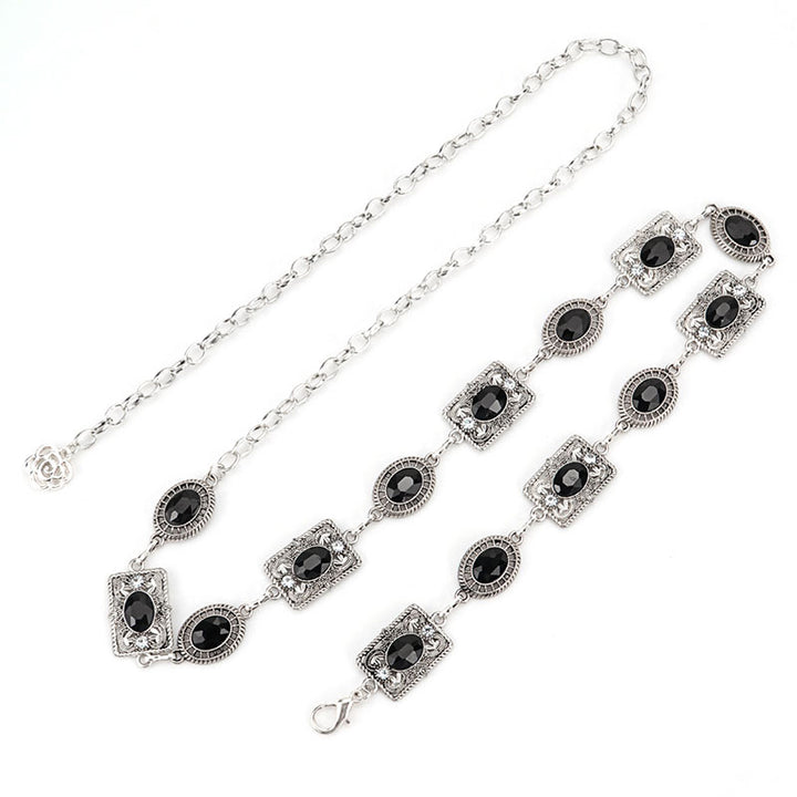 Bohemian style vintage rhinestone-encrusted waist chain belt