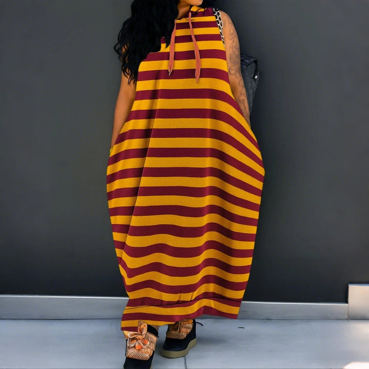 Sleeveless hooded loose-fitting dress